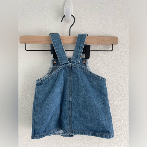 7 for all mankind girls jean jumper overall denim dress snap pockets | 12M - Picture 5 of 6